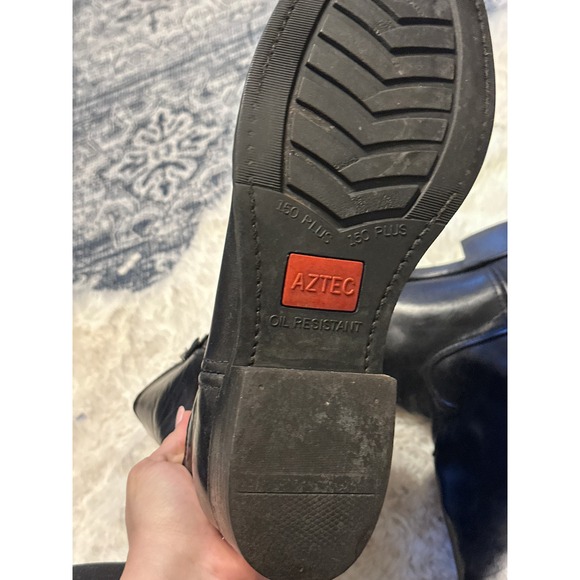 AZTEC Western‎ Ankle Boots Black Leather Pull On Round Toe Made in USA - Picture 9 of 9